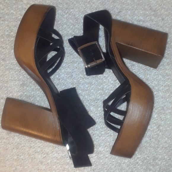 Free People Lanely Suede Platform Heels Black 39 - Picture 13 of 16